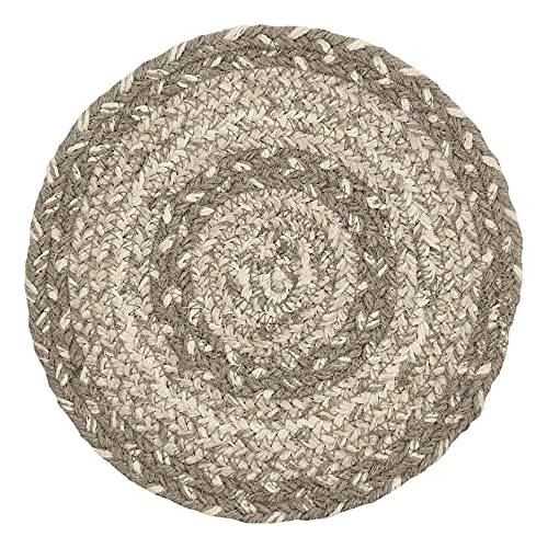 VHC Brands Cobblestone Trivet Hot Pad for Pots Pans, Tan Grey White, Jute Blend, Round Circle, 8 Inches