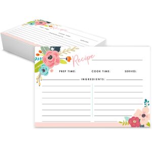 set of 50 premium recipe cards 4x6 double sided, kitchen recipe card set, plenty of blank writing space, matte non-smudge thick paper cards for weddings, bridal showers baby showers housewarming gifts