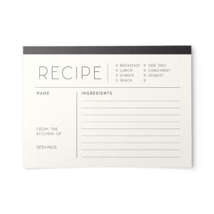 48 water resistant ivory recipe cards, simple & modern, double-sided, multi-colors (ivory & black)