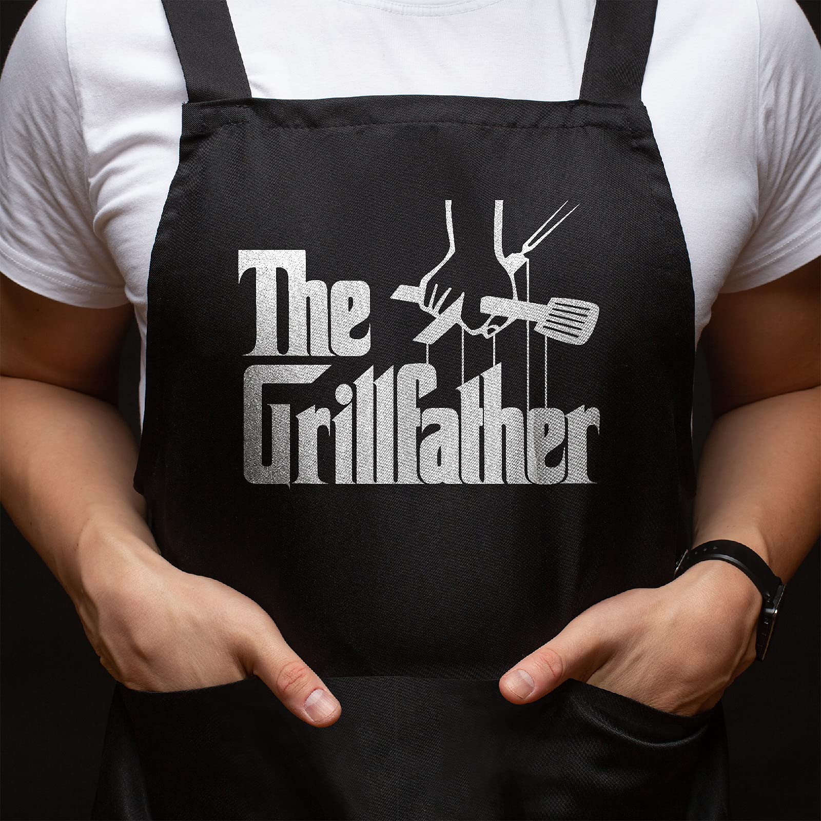 Bang Tidy Clothing BBQ Apron Funny Grill Aprons for Men The Grillfather Men’s Grilling Gifts Black