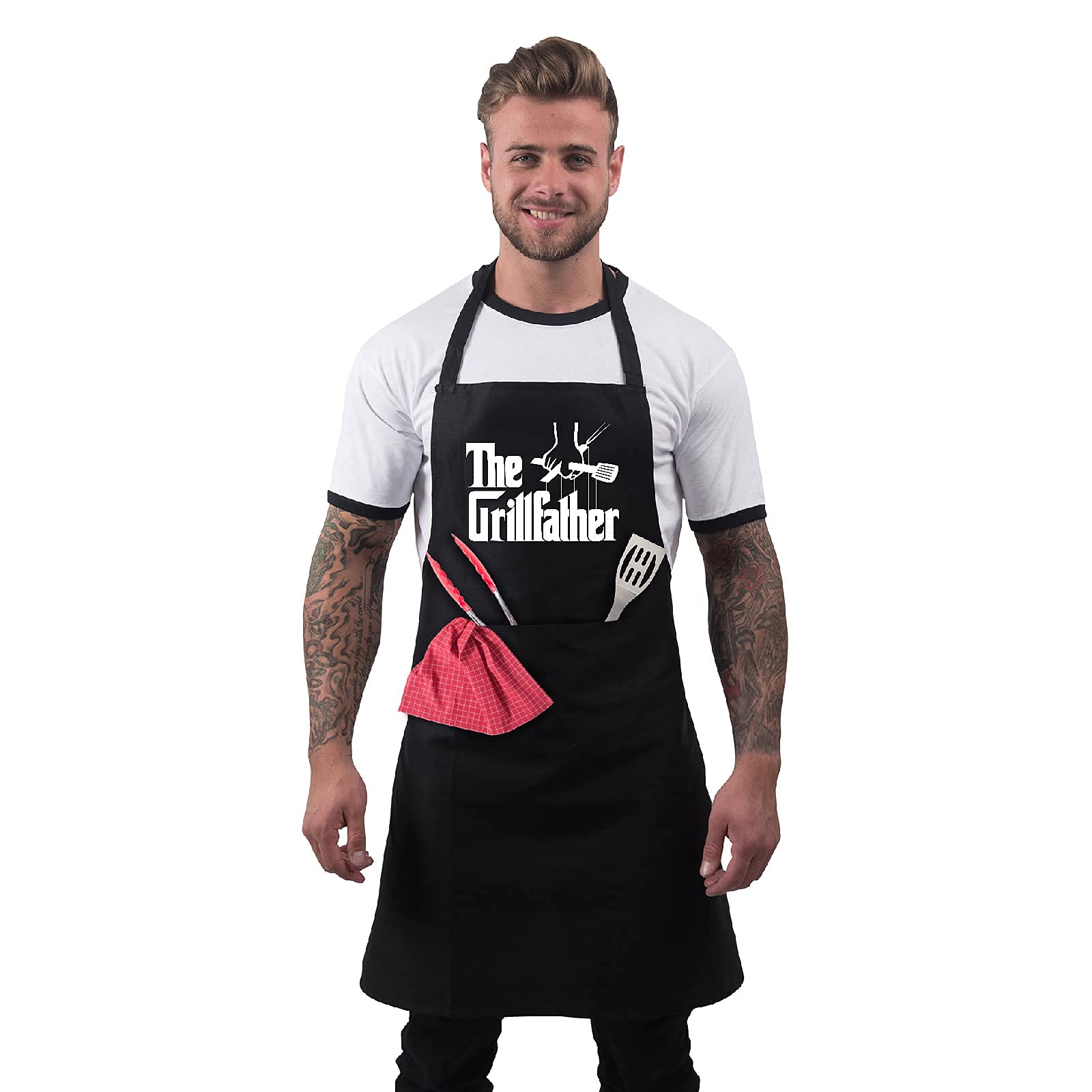 Bang Tidy Clothing BBQ Apron Funny Grill Aprons for Men The Grillfather Men’s Grilling Gifts Black