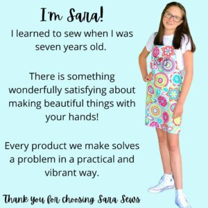 Sara Sews Colorful Pink Floral Handmade Art Craft or Baking Apron Gift for Tween Girl
