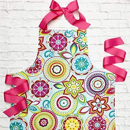 Sara Sews Colorful Pink Floral Handmade Art Craft or Baking Apron Gift for Tween Girl