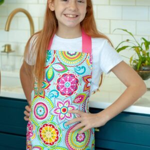 Sara Sews Colorful Pink Floral Handmade Art Craft or Baking Apron Gift for Tween Girl