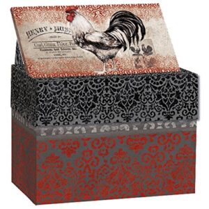 lang cardinal rooster card recipe box, small, multi