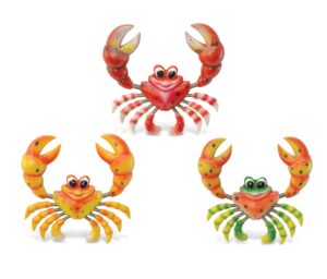 cota global cartoon crab refrigerator bobble magnets set of 3 - assorted color fun cute sea life animal bobble head magnets for kitchen fridge, home decor, cool office and decorative novelty - 3 pack
