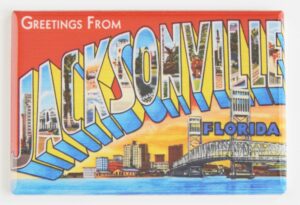 greetings from jacksonville florida fridge magnet (1.75 x 2.75 inches)