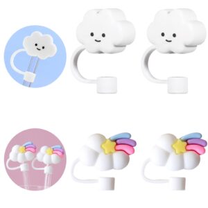 4 pcs straw covers cap for reusable straws cloud straw covers shooting star straw caps covers silicone straw plugs reusable cloud shape straw toppers protector