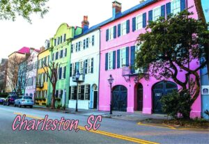 charleston, sc rainbow row homes, south carolina, souvenir magnet 2 x 3 photo fridge magnet