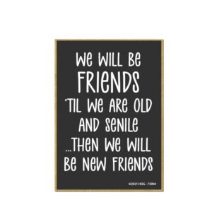 honey dew gifts, we will be friends 'til we are old and senile then we will be new friends, 2.5 inches by 3.5 inches, refrigerator magnets, fridge magnets, decorative magnets, funny magnets, bff gifts