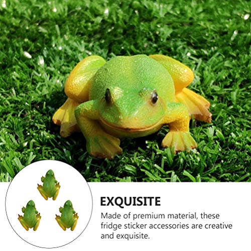 IMIKEYA 3pcs Frogs Shaped Refrigerator Magnets Mini Resin Frogs Figurines Statue for Fairy Garden Home Decorations