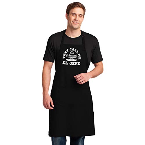 They Call Me El Jefe Cinco De Mayo Party Gift Kitchen Apron - Great Gift for Your Friend, Your Family's Member – Black