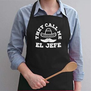 They Call Me El Jefe Cinco De Mayo Party Gift Kitchen Apron - Great Gift for Your Friend, Your Family's Member – Black