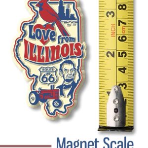 Love from Illinois Vintage State Magnet by Classic Magnets, Collectible Souvenirs Made in The USA, 2" x 3.3"