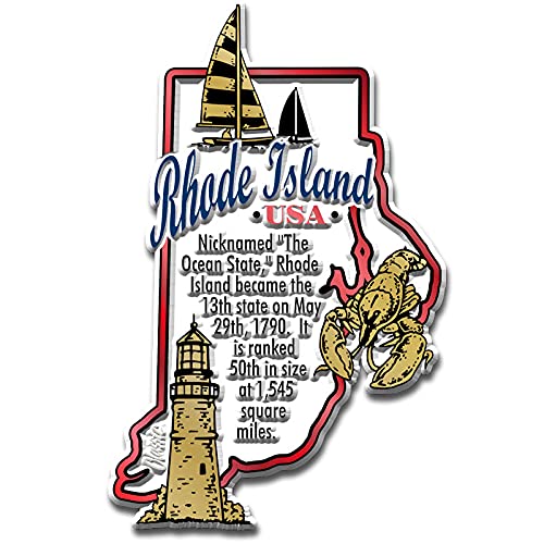 Rhode Island Information State Magnet by Classic Magnets, 2.4" x 3.7", Collectible Souvenirs Made in The USA