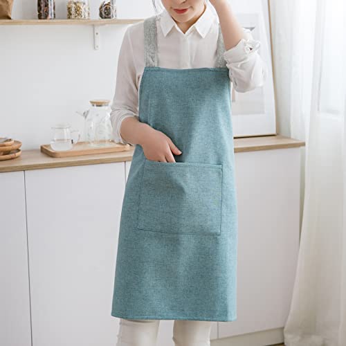 DXYAKY Cotton Apron for Women Cross Back Apron with Pockets for Kitchen Cooking No Tie Apron for Painting Gardening Cleaning