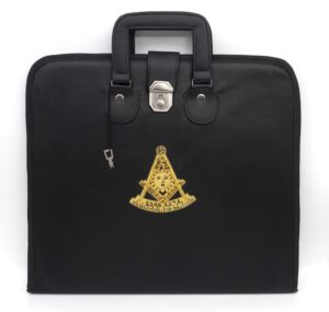 masonic hand embroidered past master masonic apron carrying case with handle [black]