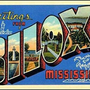 MAGNET 3x5 inch Vintage Greetings from Biloxi Sticker (Postcard Logo Mississippi mi) Magnetic vinyl bumper sticker sticks to any metal fridge, car, signs