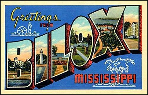 MAGNET 3x5 inch Vintage Greetings from Biloxi Sticker (Postcard Logo Mississippi mi) Magnetic vinyl bumper sticker sticks to any metal fridge, car, signs