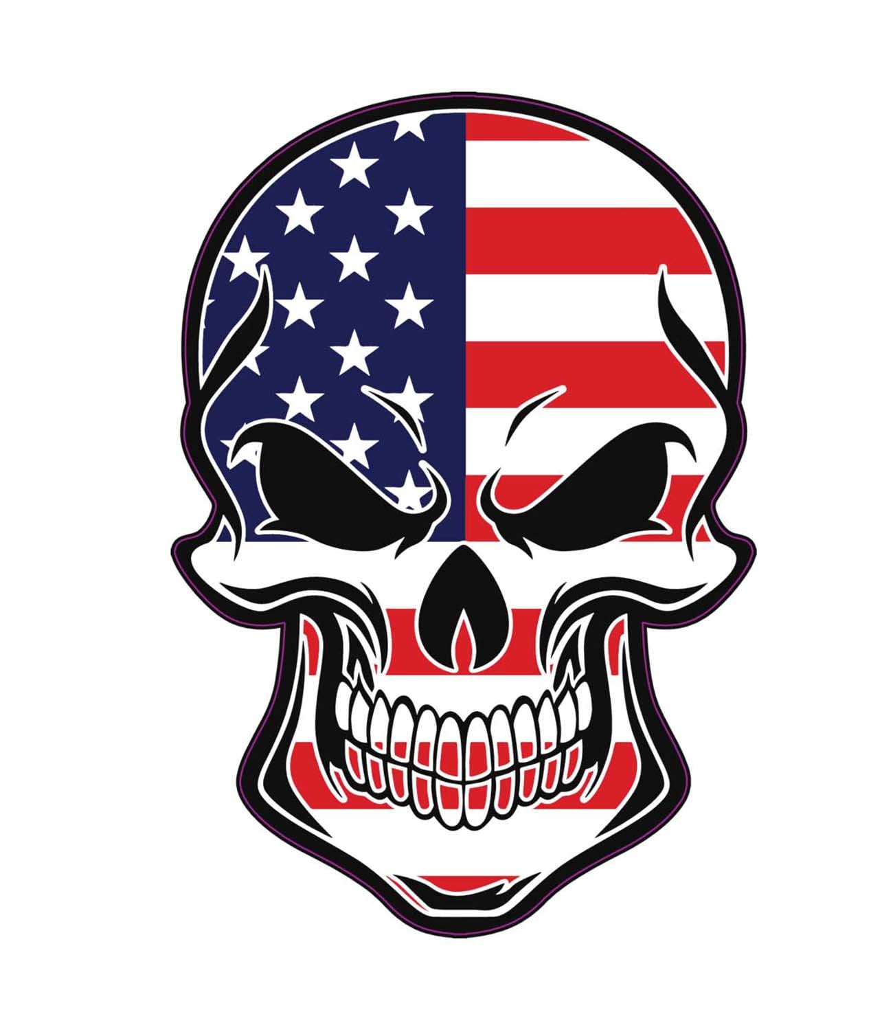 WickedGoodz American Flag Skull Refrigerator Magnet - Patriotic US Magnetic Car Decal