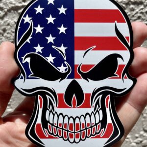 WickedGoodz American Flag Skull Refrigerator Magnet - Patriotic US Magnetic Car Decal