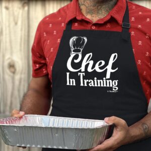 ThisWear Chef in Training Funny Apron for Kitchen Two Pocket Apron Black