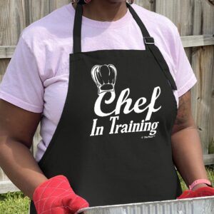 ThisWear Chef in Training Funny Apron for Kitchen Two Pocket Apron Black