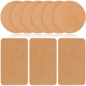 37yimu 9 pack cork trivet set 12" x 7" rectangle 6.3" round heat-resistant cork mat high density thick cork coaster hot pads for table countertop kitchen hot pots pans dishes multifunctional board