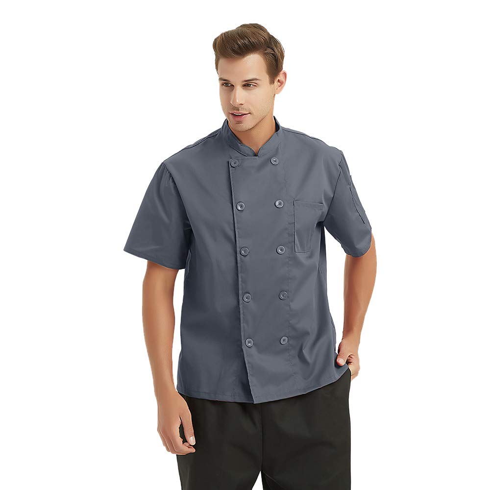 TopTie 3 Pack Men & Women Short Sleeve Chef Coat Jacket-set3-3XL