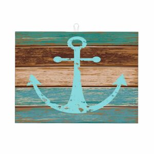 beabes nautical anchor dish drying mat, rustic wood anchor coral starfish ocean marine drying mat for kitchen counter 18x24 inches quick drying foldable mat