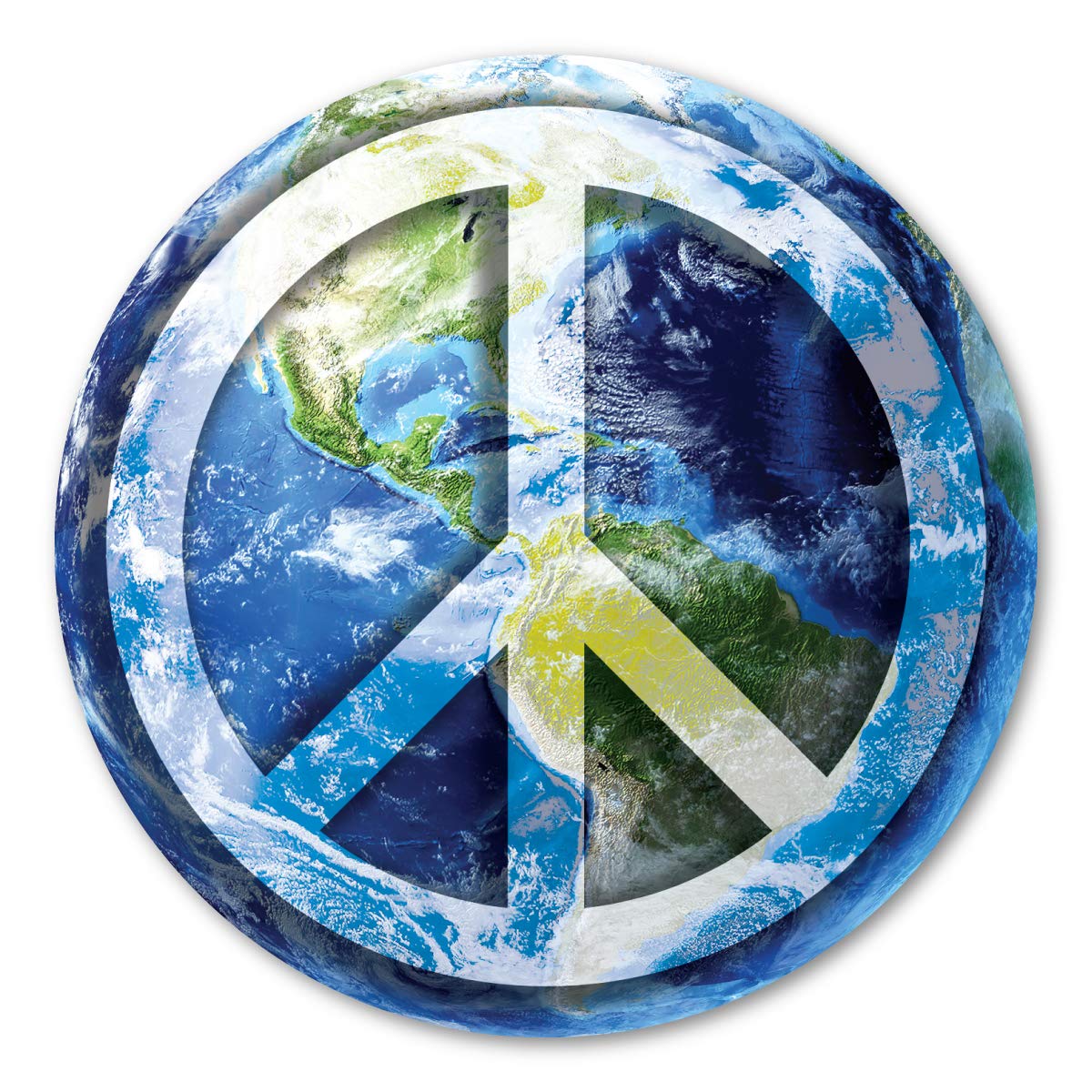 Peace Sign On Earth Magnet by Magnet America is 4.75" x 4.75" Made for Vehicles and Refrigerators