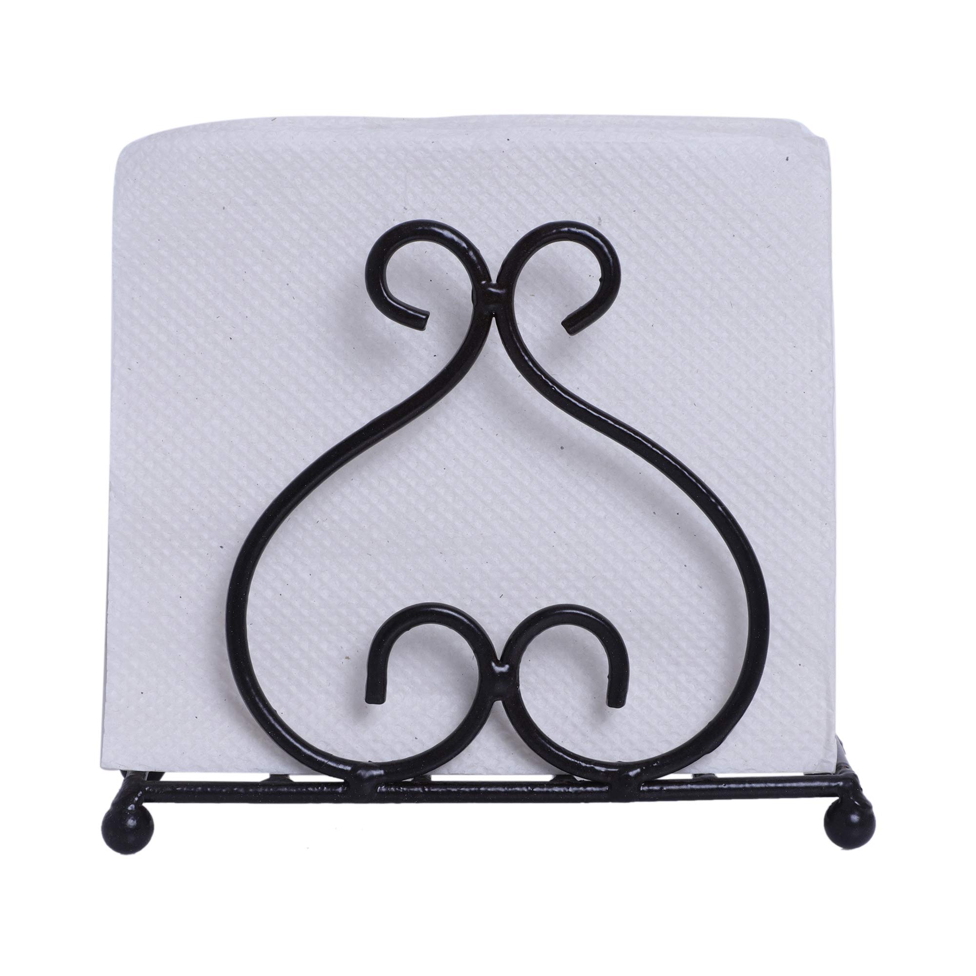 S.B.ARTS Cast Iron Napkin Holder Flat Scroll Collection, Bar Napkin Holder for Tables, Flat Tableware Tissue Holder, Farmhouse Napkin Dispenser, Kitchen Bathroom Bedroom Countertop, Style 3