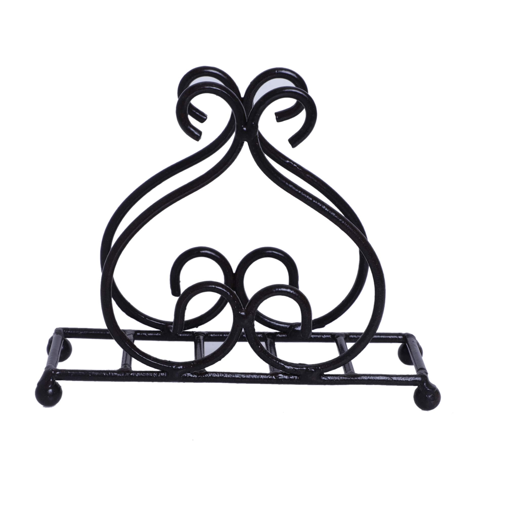 S.B.ARTS Cast Iron Napkin Holder Flat Scroll Collection, Bar Napkin Holder for Tables, Flat Tableware Tissue Holder, Farmhouse Napkin Dispenser, Kitchen Bathroom Bedroom Countertop, Style 3