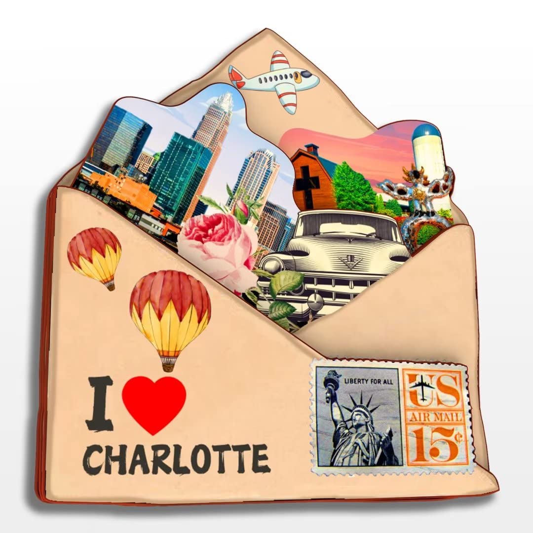 Charlotte North Carolina USA America Fridge Magnet Wooden Collection 3D Wood Handmade Travel City Souvenirs Refrigerator Magnet Home Decoration Gift -67