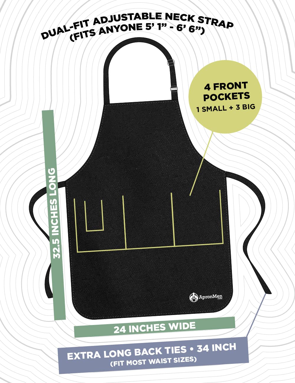 ApronMen, Funny Baking Apron Stressed Is Just Desserts Spelled Backwards - Adjustable Straps - One Size Fits All Grilling Apron With Pockets - Cotton Kitchen Cooking Chef Apron