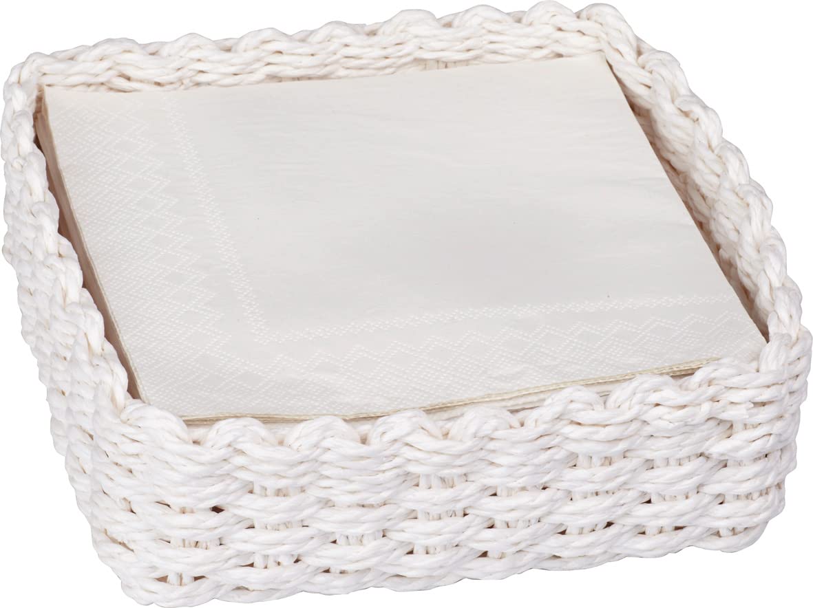 Napkin Holder 19x19x6,5cm Woven White