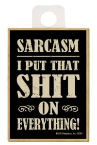 sjt enterprises, inc. sarcasm, i put that shit on everything - 2.5 by 3 inch funny quotable magnet for adults, office, fridge (sjt00293)