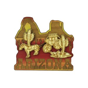 arizona souvenir magnet gift, made from natural wood engraved collectible magnetic kitchen decor for fridge, office or whiteboard