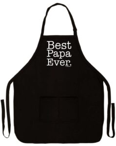 thiswear father's day gift best papa ever funny apron for kitchen bbq barbecue cooking baking crafting gardening two pocket apron for grandpa or dad black