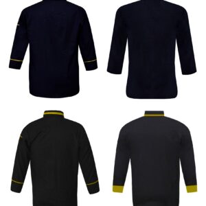 YARATACT Shaped Men's Black Chef Jacket Black Colour Pack of 4 Chef Coat (Light Yellow, X-Large)