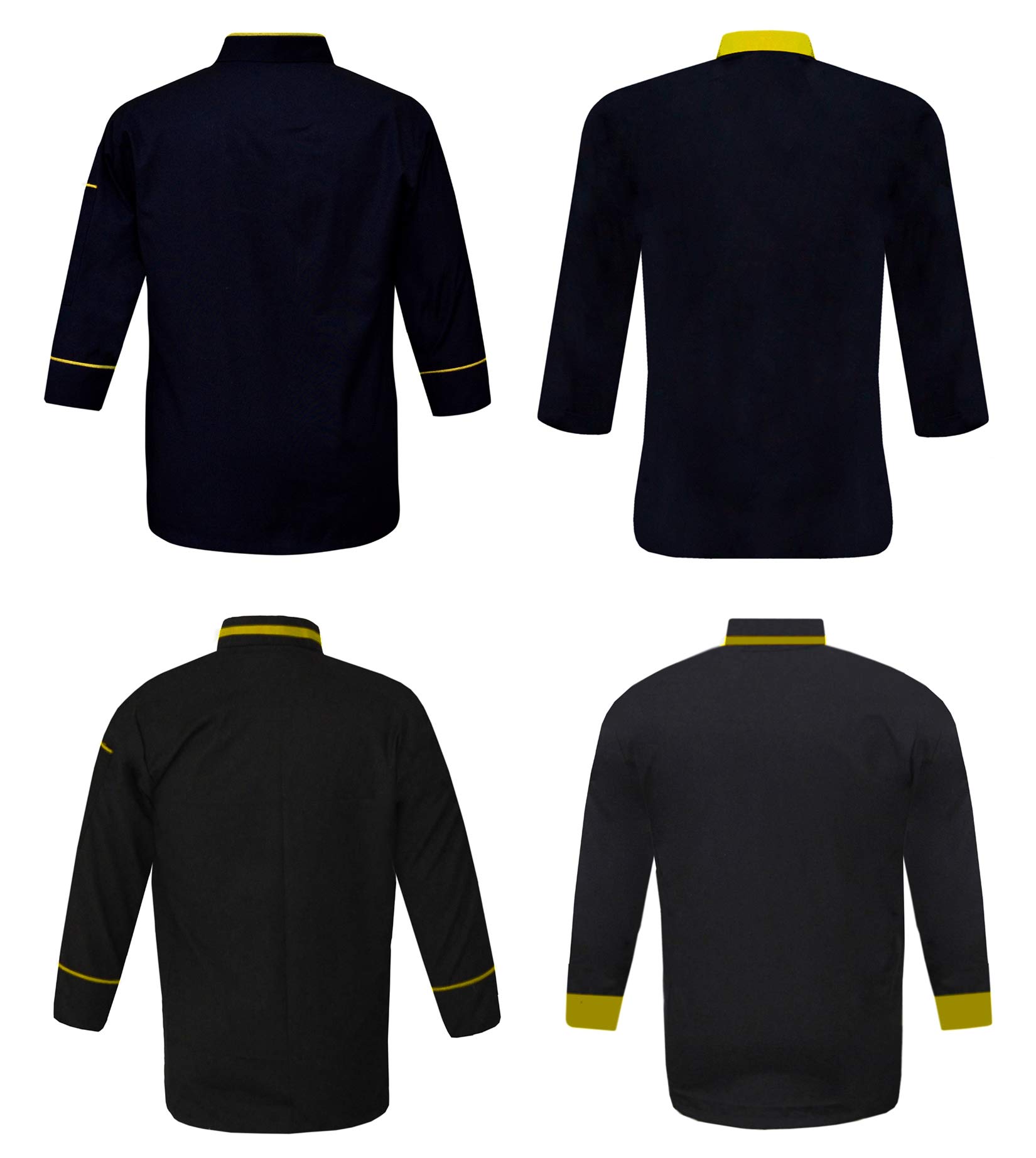 YARATACT Shaped Men's Black Chef Jacket Black Colour Pack of 4 Chef Coat (Light Yellow, X-Large)