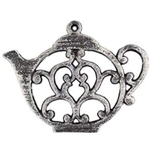 handcrafted nautical decor rustic silver cast iron round teapot trivet 8"