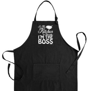 In This Kitchen I'm The Boss Funny Apron for Kitchen Two Pocket Apron Black [PPP]