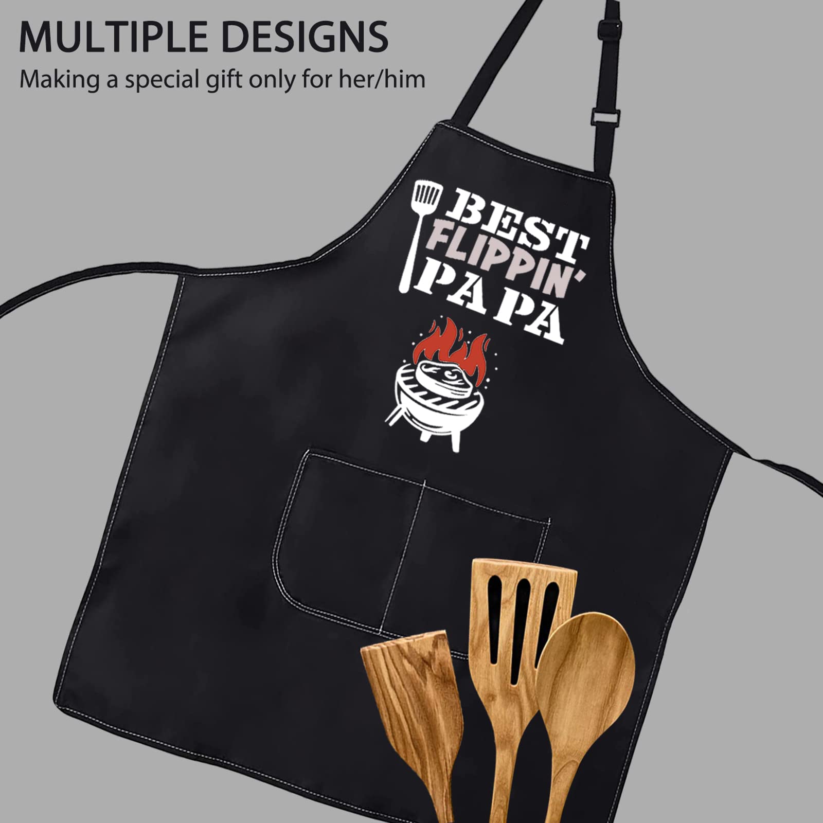 POFULL Papa Gift Best Flippin' Papa Apron Cooking Apron Father's Day Gift (Papa Apron)