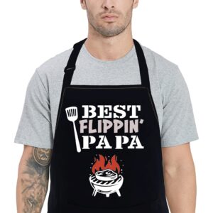 POFULL Papa Gift Best Flippin' Papa Apron Cooking Apron Father's Day Gift (Papa Apron)