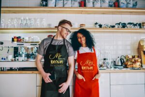 customized mr and mrs gifts, personalized apron set for couple, custom couple gifts, anniversary gifts, valentines day for couple, newlywed gifts for couples, christmas gifts, 2 aprons
