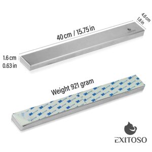 Exitoso Magnetic Knife Holder For Wall No Drill, Extra Strong, Adhesive Mount, 16 inch (40cm) - Wall Knife Holder Magnet for Knives on Wall - Kitchen Knife Magnetic Strip No Drilling