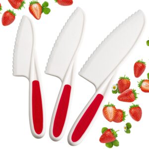 starpack kids knife set of 3 - toddler knife set for real cooking - montessori knife for 2+ year olds - bpa-free nylon knife for kids - serrated edges