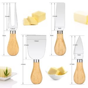 Bovulo 8-Piece Set of Premium Cheese Knives - Stainless Steel Mini Cheese Knife Set for Charcuterie Board, Exquisite Cheese Knife, Cheese Cutter, Cheese Fork with Wooden Handle for Cheese Lovers