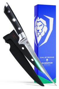 dalstrong fillet knife - 7 inch flexible blade - gladiator series elite - high carbon german steel - black g10 handle boning knife - w/two sheaths - razor sharp kitchen knife - nsf certified